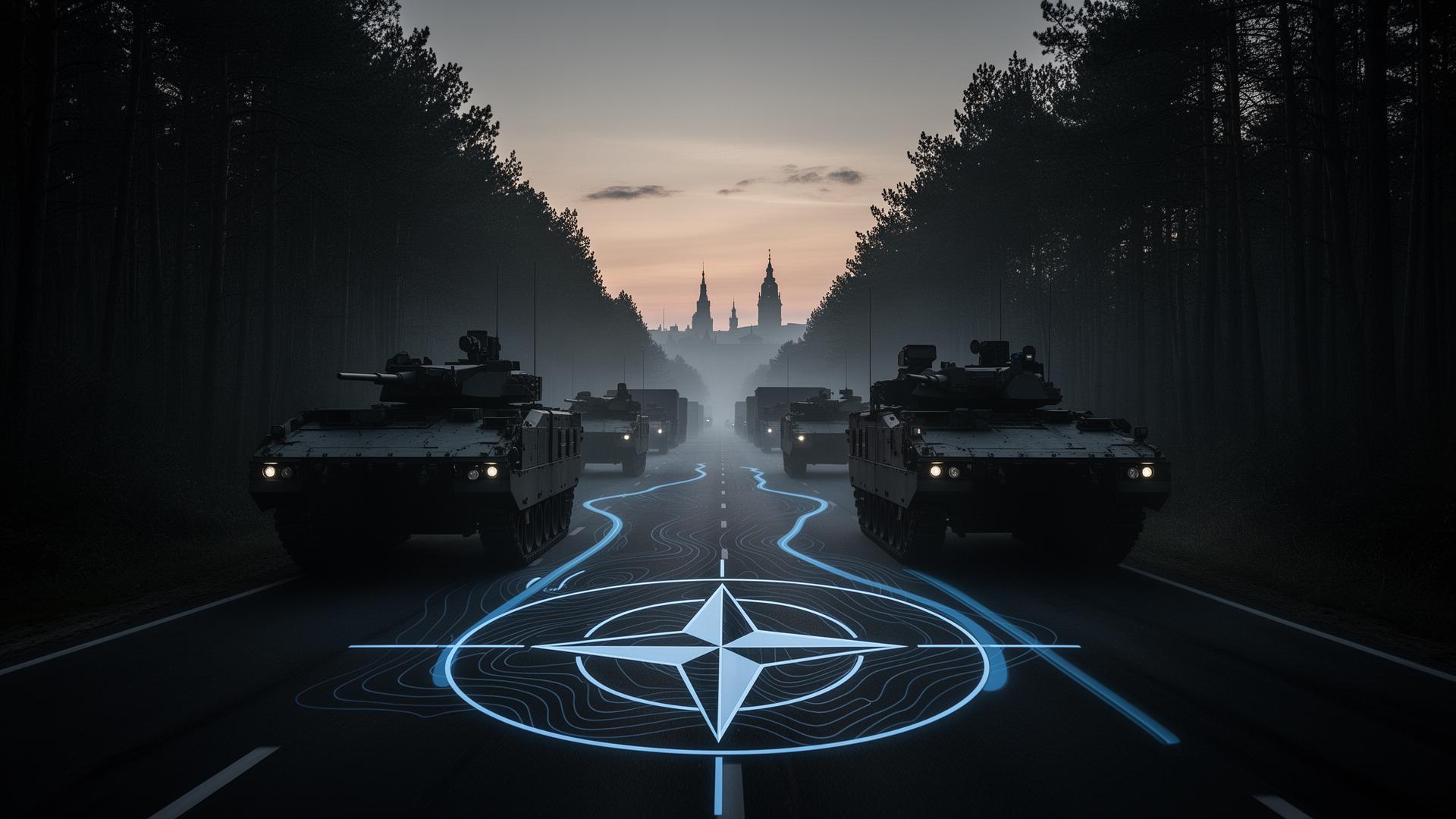 Autonomous convoy moving through Brandenburg terrain