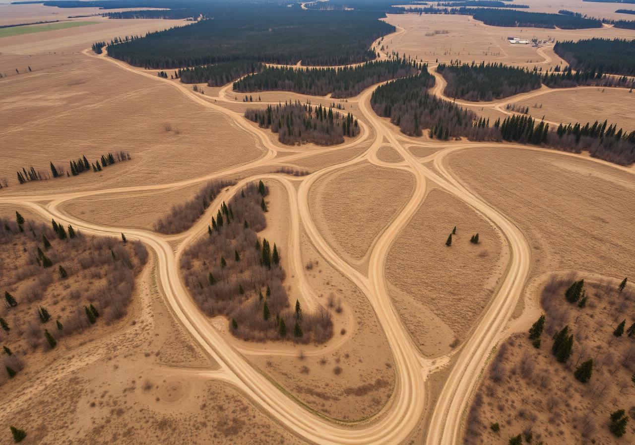 Brandenburgische Heide- und Waldlandschaft mit Schneisen und Sandwegen - typisches Erprobungsgelände im Korridor